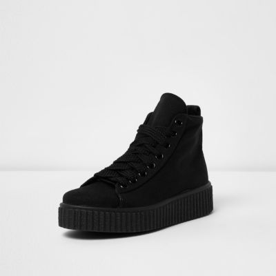 Black lace up flatform hi tops